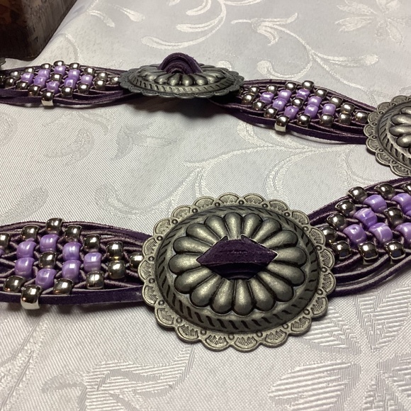 PURPLE. CONCHO BELT. FRINGED 30 in plus 17β fringed πππππππ - Picture 7 of 9